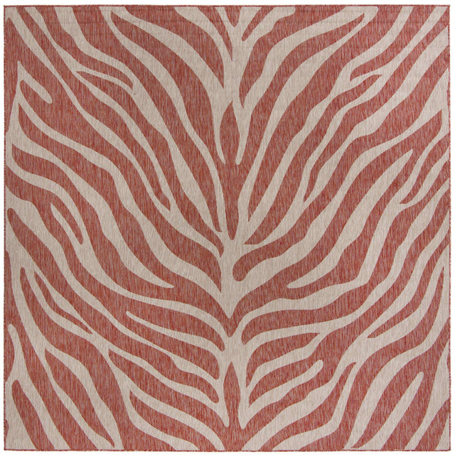 Rust Red 10' x 10' Outdoor Safari Square Area Rug Weather Resistant for Patio, Deck, Terrace, Balcony, Porch Animal Print Wildlife Nature Carpet for Sale at Rug Engine
