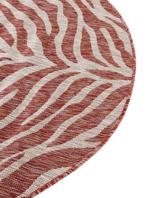 Rust Red 10' x 10' Outdoor Safari Round Area Rug Weather Resistant for Patio, Deck, Terrace, Balcony, Porch Animal Print Wildlife Nature Carpet for Sale at Rug Engine