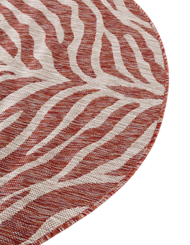Rust Red 10' x 10' Outdoor Safari Round Area Rug Weather Resistant for Patio, Deck, Terrace, Balcony, Porch Animal Print Wildlife Nature Carpet for Sale at Rug Engine