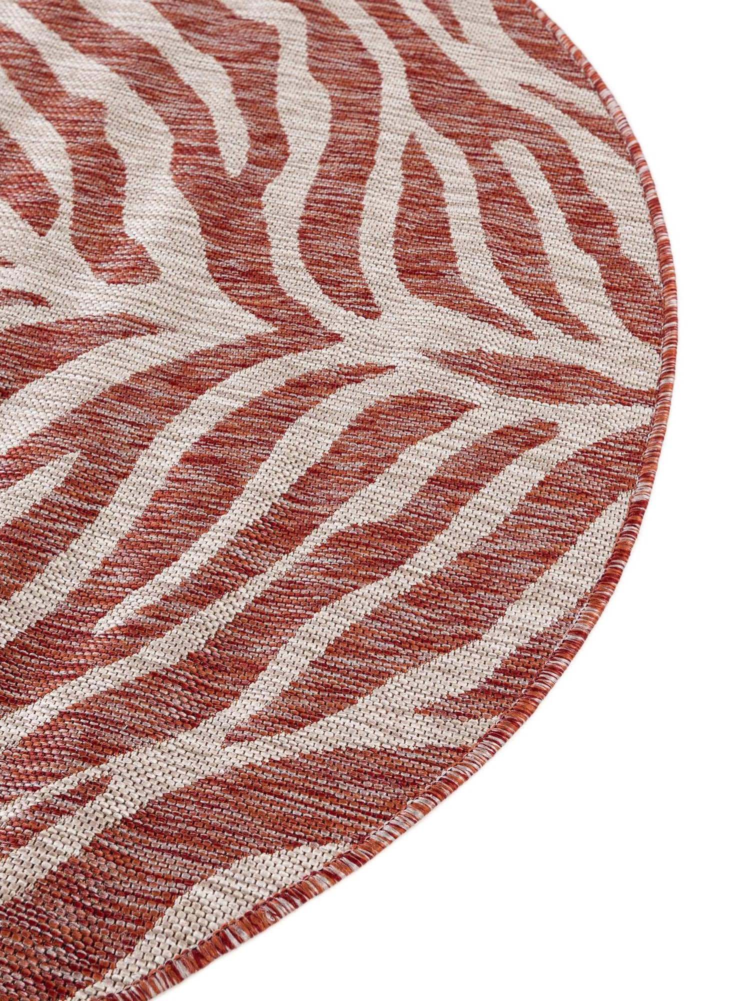 Rust Red 4' 1 x 4' 1 Outdoor Safari Round Area Rug Weather Resistant for Patio, Deck, Terrace, Balcony, Porch Animal Print Wildlife Nature Carpet for Sale at Rug Engine