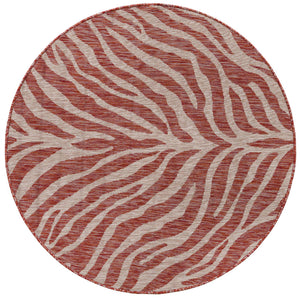 Rust Red 4' 1 x 4' 1 Outdoor Safari Round Area Rug Weather Resistant for Patio, Deck, Terrace, Balcony, Porch Animal Print Wildlife Nature Carpet for Sale at Rug Engine