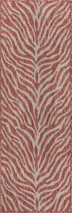 Rust Red 2' x 6' 1 Outdoor Safari Runner Area Rug Weather Resistant for Patio, Deck, Terrace, Balcony, Porch Animal Print Wildlife Nature Carpet for Sale at Rug Engine