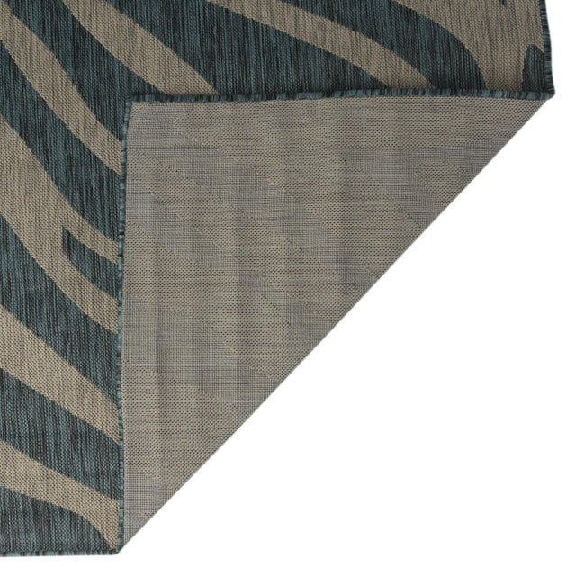 Teal 4' 1 x 6' 1 Outdoor Safari Rectangle Area Rug Weather Resistant for Patio, Deck, Terrace, Balcony, Porch Animal Print Wildlife Nature Carpet for Sale at Rug Engine