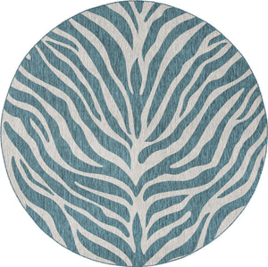 Teal 10' x 10' Outdoor Safari Round Area Rug Weather Resistant for Patio, Deck, Terrace, Balcony, Porch Animal Print Wildlife Nature Carpet for Sale at Rug Engine