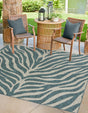 Teal 10' x 10' Outdoor Safari Square Area Rug Weather Resistant for Patio, Deck, Terrace, Balcony, Porch Animal Print Wildlife Nature Carpet for Sale at Rug Engine