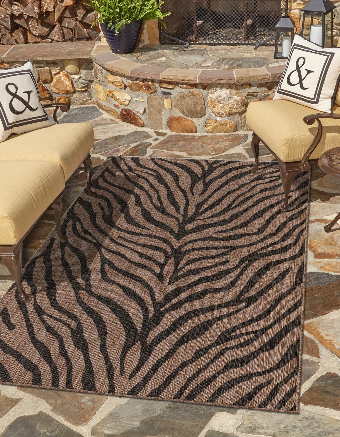 Natural 7' 10 x 11' Outdoor Safari Rectangle Area Rug Weather Resistant for Patio, Deck, Terrace, Balcony, Porch Animal Print Wildlife Nature Carpet for Sale at Rug Engine