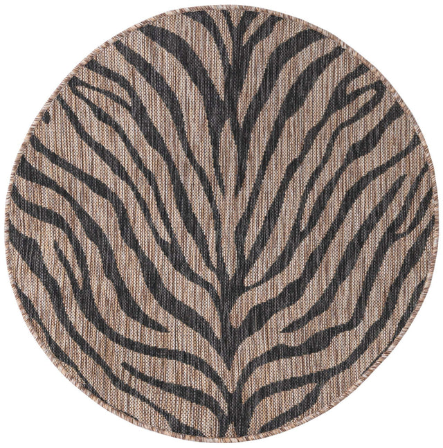 Natural 3' 1 x 3' 1 Outdoor Safari Round Area Rug Weather Resistant for Patio, Deck, Terrace, Balcony, Porch Animal Print Wildlife Nature Carpet for Sale at Rug Engine