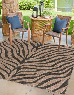 Natural 10' x 10' Outdoor Safari Square Area Rug Weather Resistant for Patio, Deck, Terrace, Balcony, Porch Animal Print Wildlife Nature Carpet for Sale at Rug Engine