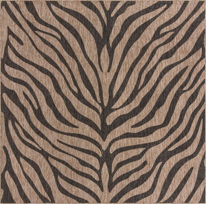 Natural 10' x 10' Outdoor Safari Square Area Rug Weather Resistant for Patio, Deck, Terrace, Balcony, Porch Animal Print Wildlife Nature Carpet for Sale at Rug Engine