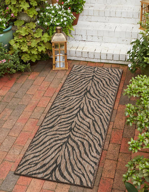 Natural 2' x 8' Outdoor Safari Runner Area Rug Weather Resistant for Patio, Deck, Terrace, Balcony, Porch Animal Print Wildlife Nature Carpet for Sale at Rug Engine