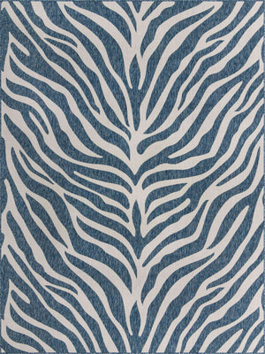 Blue 9' x 12' Outdoor Safari Rectangle Area Rug Weather Resistant for Patio, Deck, Terrace, Balcony, Porch Animal Print Wildlife Nature Carpet for Sale at Rug Engine