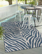 Blue 5' 3 x 8' Outdoor Safari Rectangle Area Rug Weather Resistant for Patio, Deck, Terrace, Balcony, Porch Animal Print Wildlife Nature Carpet for Sale at Rug Engine