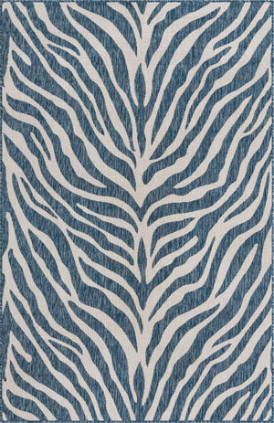 Blue 5' 3 x 8' Outdoor Safari Rectangle Area Rug Weather Resistant for Patio, Deck, Terrace, Balcony, Porch Animal Print Wildlife Nature Carpet for Sale at Rug Engine