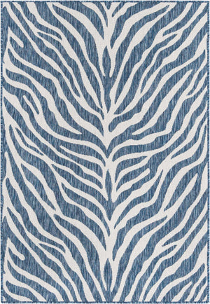 Blue 4' 1 x 6' 1 Outdoor Safari Rectangle Area Rug Weather Resistant for Patio, Deck, Terrace, Balcony, Porch Animal Print Wildlife Nature Carpet for Sale at Rug Engine