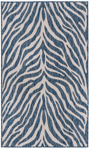 Blue 3' 1 x 5' 3 Outdoor Safari Rectangle Area Rug Weather Resistant for Patio, Deck, Terrace, Balcony, Porch Animal Print Wildlife Nature Carpet for Sale at Rug Engine