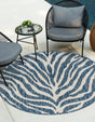 Blue 3' 1 x 3' 1 Outdoor Safari Round Area Rug Weather Resistant for Patio, Deck, Terrace, Balcony, Porch Animal Print Wildlife Nature Carpet for Sale at Rug Engine
