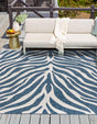 Blue 10' x 10' Outdoor Safari Square Area Rug Weather Resistant for Patio, Deck, Terrace, Balcony, Porch Animal Print Wildlife Nature Carpet for Sale at Rug Engine