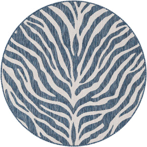 Blue 4' 1 x 4' 1 Outdoor Safari Round Area Rug Weather Resistant for Patio, Deck, Terrace, Balcony, Porch Animal Print Wildlife Nature Carpet for Sale at Rug Engine