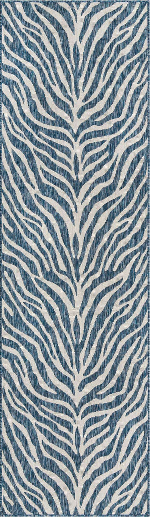Blue 2' 7 x 10' Outdoor Safari Runner Area Rug Weather Resistant for Patio, Deck, Terrace, Balcony, Porch Animal Print Wildlife Nature Carpet for Sale at Rug Engine