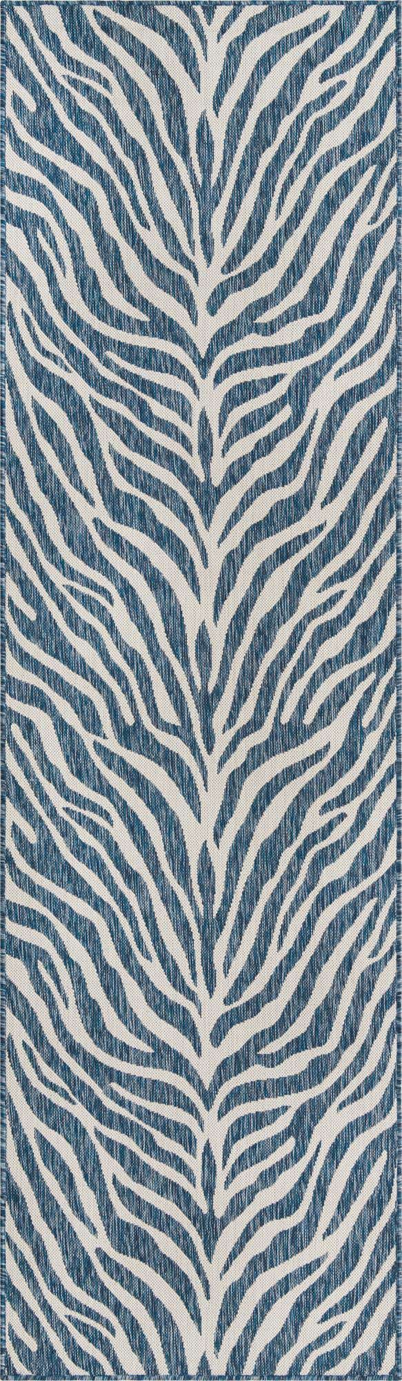 Blue 2' 7 x 10' Outdoor Safari Runner Area Rug Weather Resistant for Patio, Deck, Terrace, Balcony, Porch Animal Print Wildlife Nature Carpet for Sale at Rug Engine