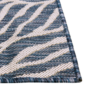 Blue 2' 7 x 10' Outdoor Safari Runner Area Rug Weather Resistant for Patio, Deck, Terrace, Balcony, Porch Animal Print Wildlife Nature Carpet for Sale at Rug Engine