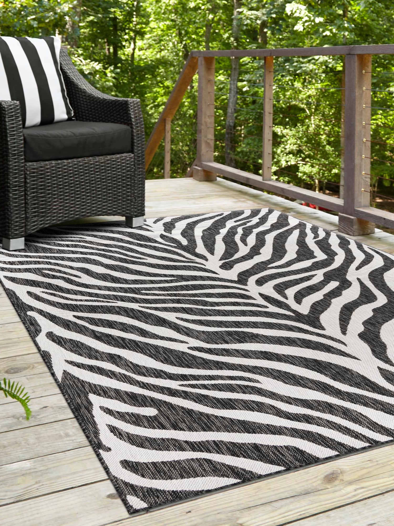 White 5' 3 x 8' Outdoor Safari Rectangle Area Rug Weather Resistant for Patio, Deck, Terrace, Balcony, Porch Animal Print Wildlife Nature Carpet for Sale at Rug Engine
