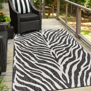 White 2' x 3' 1 Outdoor Safari Rectangle Area Rug Weather Resistant for Patio, Deck, Terrace, Balcony, Porch Animal Print Wildlife Nature Carpet for Sale at Rug Engine