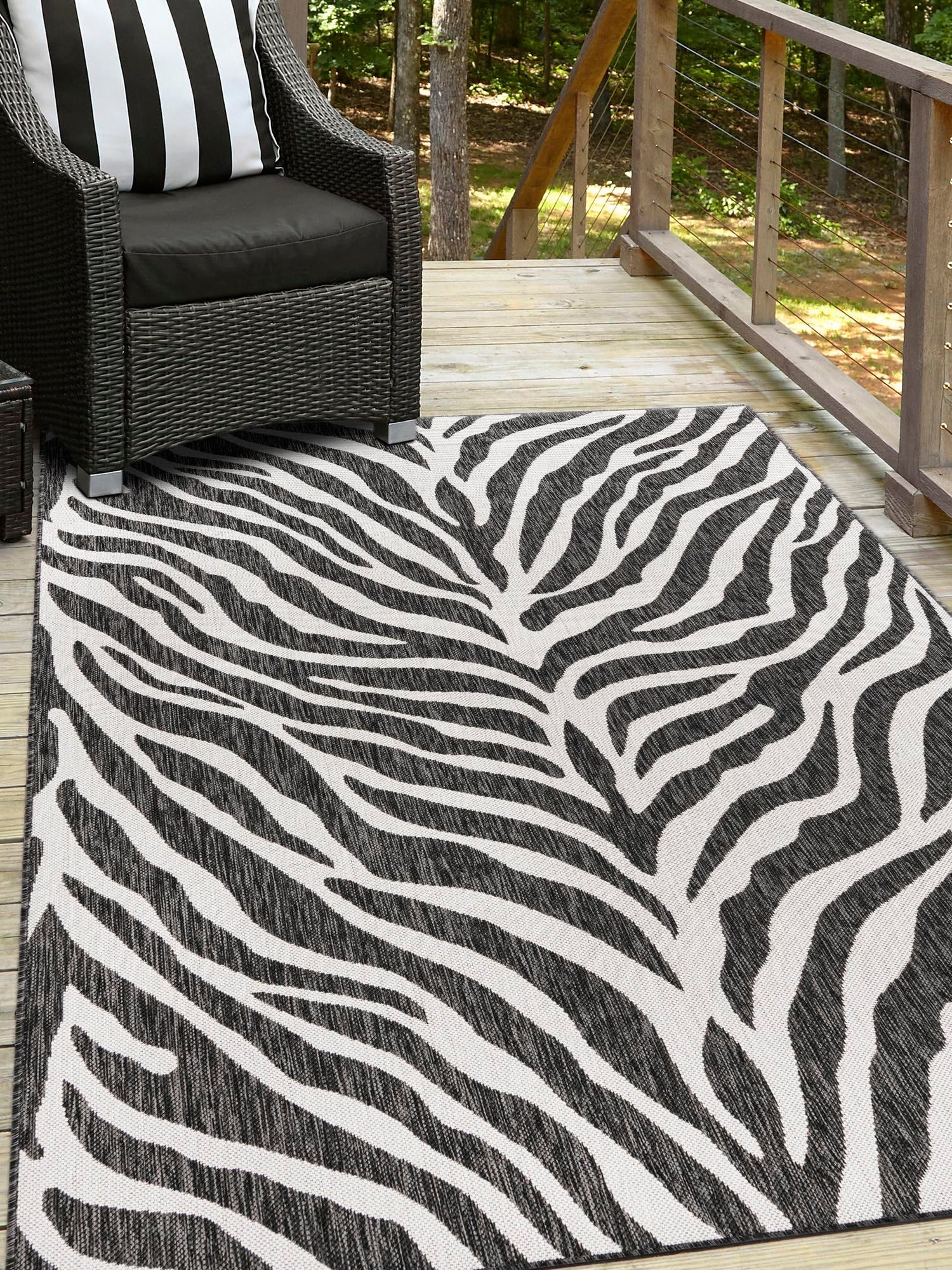 White 9' x 12' Outdoor Safari Rectangle Area Rug Weather Resistant for Patio, Deck, Terrace, Balcony, Porch Animal Print Wildlife Nature Carpet for Sale at Rug Engine