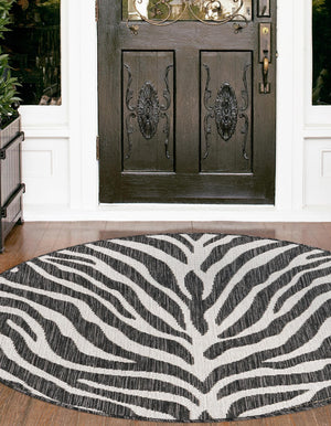 White 10' x 10' Outdoor Safari Round Area Rug Weather Resistant for Patio, Deck, Terrace, Balcony, Porch Animal Print Wildlife Nature Carpet for Sale at Rug Engine
