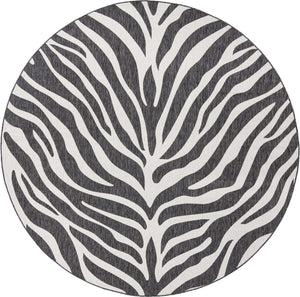 White 10' x 10' Outdoor Safari Round Area Rug Weather Resistant for Patio, Deck, Terrace, Balcony, Porch Animal Print Wildlife Nature Carpet for Sale at Rug Engine