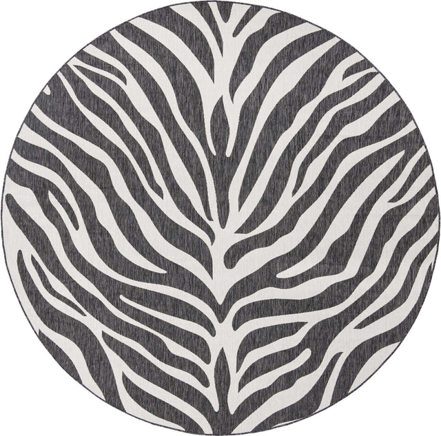 White 10' x 10' Outdoor Safari Round Area Rug Weather Resistant for Patio, Deck, Terrace, Balcony, Porch Animal Print Wildlife Nature Carpet for Sale at Rug Engine