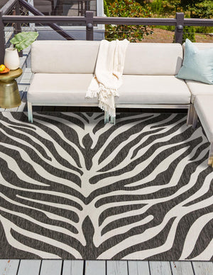 White 10' x 10' Outdoor Safari Square Area Rug Weather Resistant for Patio, Deck, Terrace, Balcony, Porch Animal Print Wildlife Nature Carpet for Sale at Rug Engine