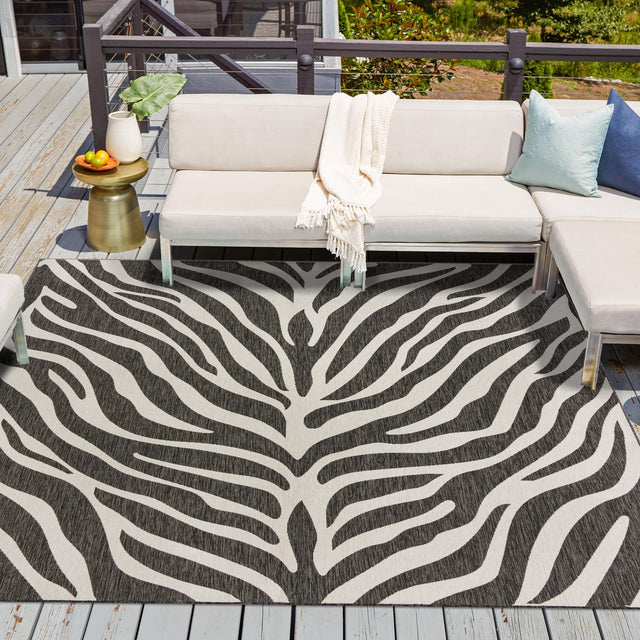 White 10' x 10' Outdoor Safari Square Area Rug Weather Resistant for Patio, Deck, Terrace, Balcony, Porch Animal Print Wildlife Nature Carpet for Sale at Rug Engine
