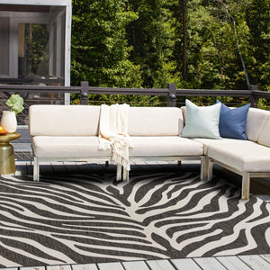 White 10' x 10' Outdoor Safari Square Area Rug Weather Resistant for Patio, Deck, Terrace, Balcony, Porch Animal Print Wildlife Nature Carpet for Sale at Rug Engine