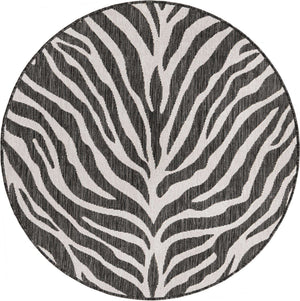White 4' 1 x 4' 1 Outdoor Safari Round Area Rug Weather Resistant for Patio, Deck, Terrace, Balcony, Porch Animal Print Wildlife Nature Carpet for Sale at Rug Engine