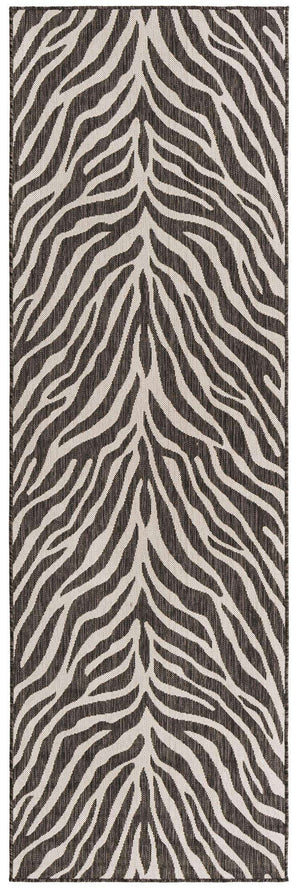 White 2' 7 x 10' Outdoor Safari Runner Area Rug Weather Resistant for Patio, Deck, Terrace, Balcony, Porch Animal Print Wildlife Nature Carpet for Sale at Rug Engine