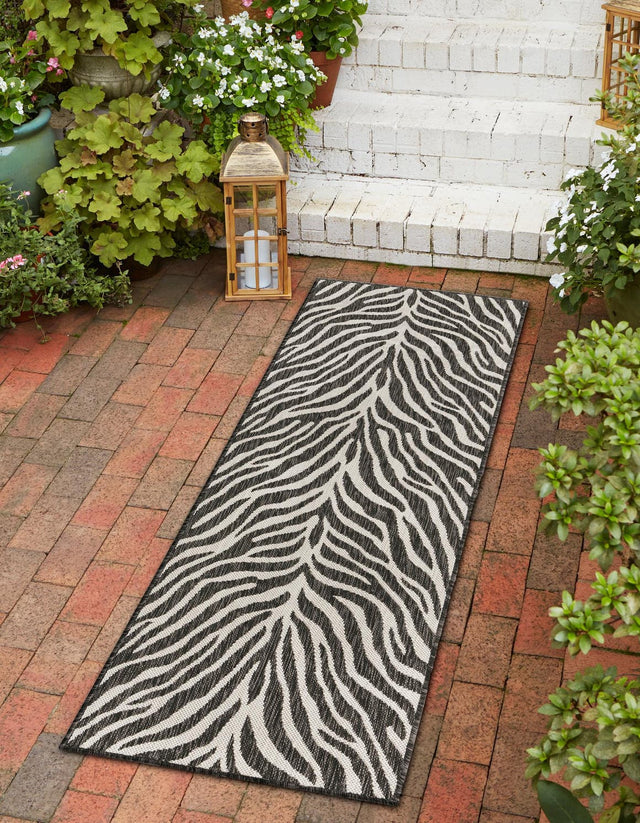 White 2' x 8' Outdoor Safari Runner Area Rug Weather Resistant for Patio, Deck, Terrace, Balcony, Porch Animal Print Wildlife Nature Carpet for Sale at Rug Engine