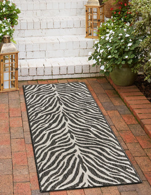 White 2' x 8' Outdoor Safari Runner Area Rug Weather Resistant for Patio, Deck, Terrace, Balcony, Porch Animal Print Wildlife Nature Carpet for Sale at Rug Engine
