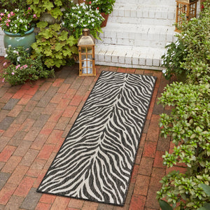 White 2' x 6' 1 Outdoor Safari Runner Area Rug Weather Resistant for Patio, Deck, Terrace, Balcony, Porch Animal Print Wildlife Nature Carpet for Sale at Rug Engine