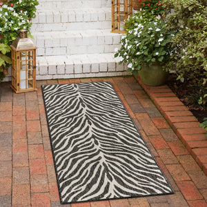 White 2' x 6' 1 Outdoor Safari Runner Area Rug Weather Resistant for Patio, Deck, Terrace, Balcony, Porch Animal Print Wildlife Nature Carpet for Sale at Rug Engine