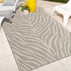 Gray 3' 1 x 5' 3 Outdoor Safari Rectangle Area Rug Weather Resistant for Patio, Deck, Terrace, Balcony, Porch Animal Print Wildlife Nature Carpet for Sale at Rug Engine