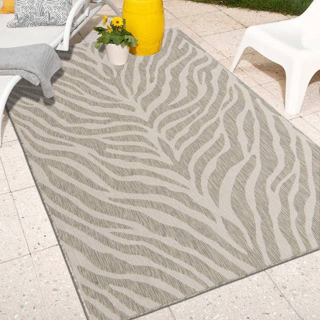 Gray 3' 1 x 5' 3 Outdoor Safari Rectangle Area Rug Weather Resistant for Patio, Deck, Terrace, Balcony, Porch Animal Print Wildlife Nature Carpet for Sale at Rug Engine