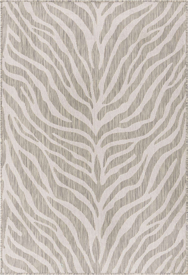 Gray 4' 1 x 6' 1 Outdoor Safari Rectangle Area Rug Weather Resistant for Patio, Deck, Terrace, Balcony, Porch Animal Print Wildlife Nature Carpet for Sale at Rug Engine