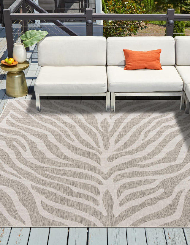 Gray 10' x 10' Outdoor Safari Square Area Rug Weather Resistant for Patio, Deck, Terrace, Balcony, Porch Animal Print Wildlife Nature Carpet for Sale at Rug Engine