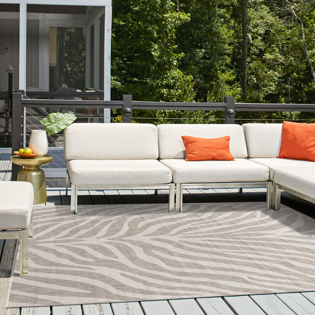 Gray 10' x 10' Outdoor Safari Square Area Rug Weather Resistant for Patio, Deck, Terrace, Balcony, Porch Animal Print Wildlife Nature Carpet for Sale at Rug Engine