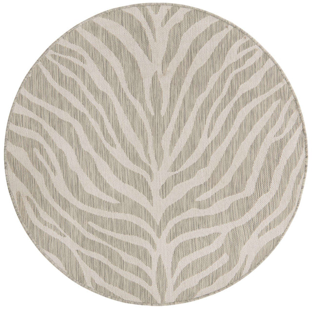 Gray 4' 1 x 4' 1 Outdoor Safari Round Area Rug Weather Resistant for Patio, Deck, Terrace, Balcony, Porch Animal Print Wildlife Nature Carpet for Sale at Rug Engine