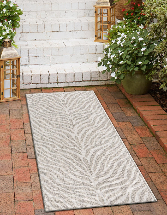 Gray 2' x 6' 1 Outdoor Safari Runner Area Rug Weather Resistant for Patio, Deck, Terrace, Balcony, Porch Animal Print Wildlife Nature Carpet for Sale at Rug Engine