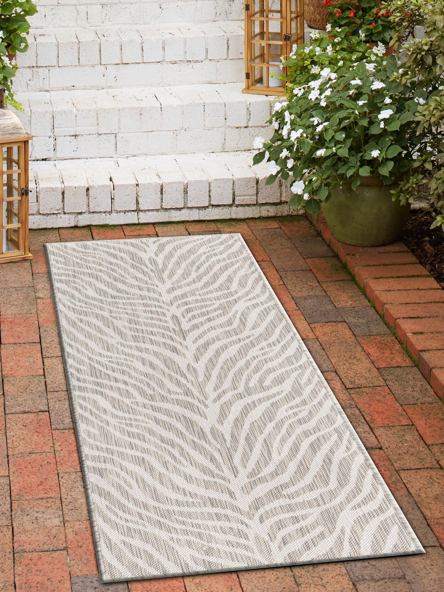 Gray 2' x 6' 1 Outdoor Safari Runner Area Rug Weather Resistant for Patio, Deck, Terrace, Balcony, Porch Animal Print Wildlife Nature Carpet for Sale at Rug Engine