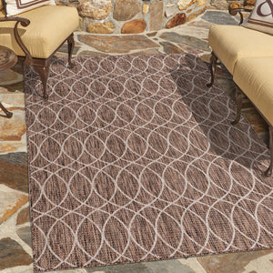 Brown 5' 3 x 8' Outdoor Trellis Rectangle Area Rug Weather Resistant for Patio, Deck, Terrace, Balcony, Porch Geometric Design Water Safe Outside Carpet for Sale at Rug Engine