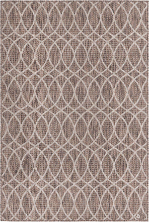 Brown 4' 1 x 6' 1 Outdoor Trellis Rectangle Area Rug Weather Resistant for Patio, Deck, Terrace, Balcony, Porch Geometric Design Water Safe Outside Carpet for Sale at Rug Engine